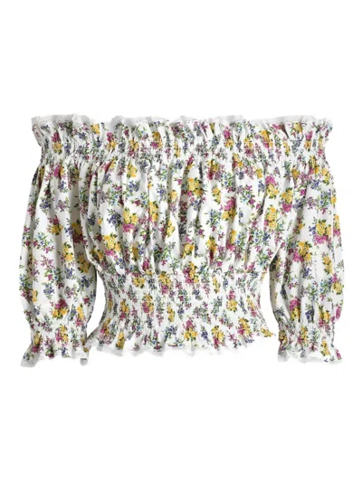 Dolce & Gabbana Schulterfreies Oberteil Mit Blumen-print In Multi