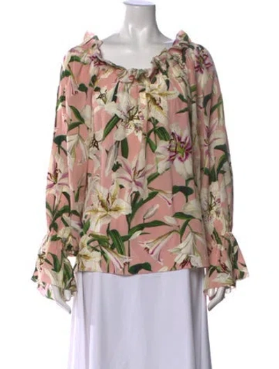 Pre-owned Dolce & Gabbana Floral Print Off-the-shoulder Blouse In Pink