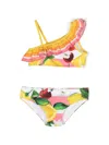 Dolce & Gabbana Floral-print One-shoulder Bikini Set In Yellow
