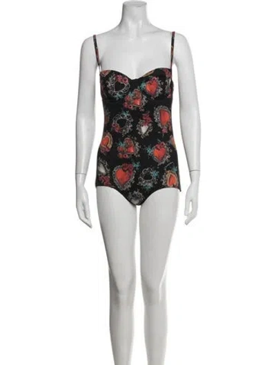 Pre-owned Dolce & Gabbana Floral Print One-piece In White