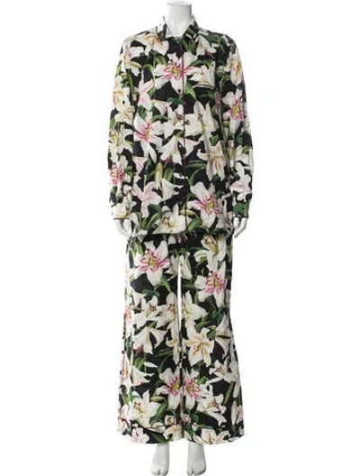Pre-owned Dolce & Gabbana Floral Print Pant Set In Black