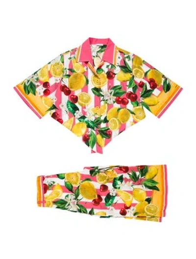 Pre-owned Dolce & Gabbana Floral Print Pant Set In Pink