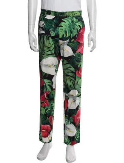 Pre-owned Dolce & Gabbana Floral Print Pants In Black