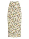 Dolce & Gabbana Floral-print Ribbed-knit Midi Skirt In Neutral