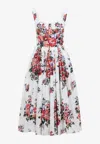 Dolce & Gabbana Cotton Dress With A Bouquet Of Flowers Print Dresses White In Black
