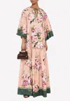 Dolce & Gabbana Floral Print Poplin Maxi Kaftan In Pink