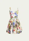 DOLCE & GABBANA FLORAL PRINT POPLIN MINI DRESS WITH CORSETRY CONSTRUCTION