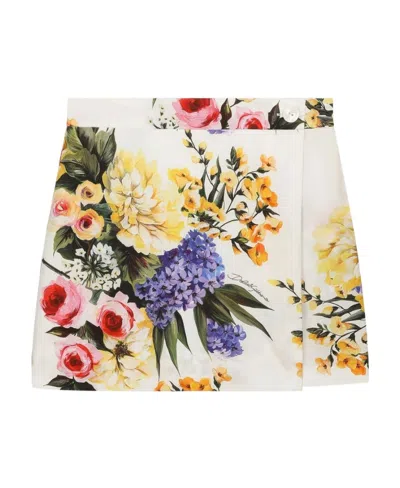 Dolce & Gabbana Floral-print Poplin Shorts In White
