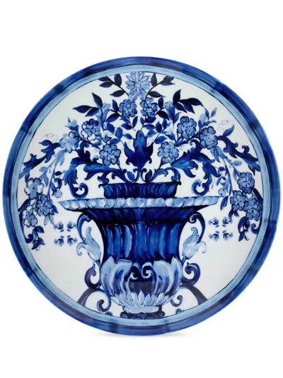 Dolce & Gabbana Floral-print Porcelain Plates In Blue