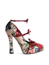 Dolce & Gabbana Floral-print Pumps In Neutrals