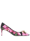 Dolce & Gabbana Bellucci 70 Crystal Embellished Floral Pumps In Pink