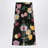 Dolce & Gabbana Floral Print Silk Pants In Red