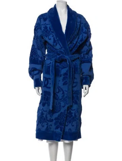 Pre-owned Dolce & Gabbana Floral Print Robe In Blue