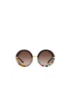 Dolce & Gabbana Floral-print Round-frame Sunglasses In Multicolor