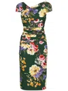 Dolce & Gabbana St. Giardino Floral-print Sleeveless Draped Charmeuse Midi Dress In Green