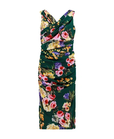DOLCE & GABBANA DOLCE  GABBANA FLORAL-PRINTED OFF-SHOULDER MIDI DRESS