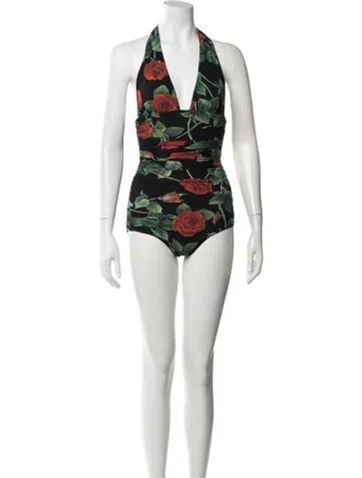 Pre-owned Dolce & Gabbana Floral Print Ruffle Embellishment One-piece In Multi