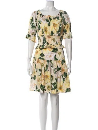 Pre-owned Dolce & Gabbana Floral Print Ruffle Embellishment Skirt Set In Yellow