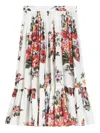 Dolce & Gabbana Flower Bouquet-print Poplin Skirt In White