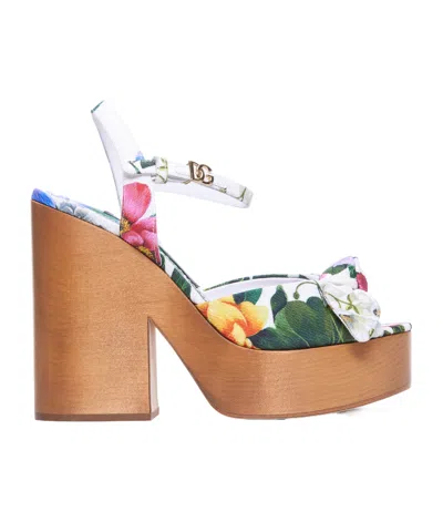 DOLCE & GABBANA DOLCE  GABBANA FLORAL PRINTED PLATFORM SANDALS