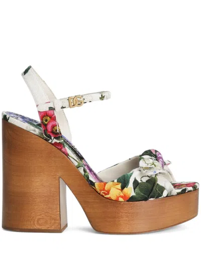 Dolce & Gabbana 85mm Keira Textile Clog Sandals In Multi