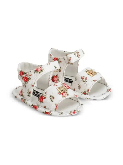 Dolce & Gabbana Babies' Floral-print Sandals In White