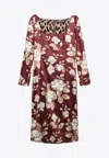 Dolce & Gabbana Floral Print Satin Midi Dress In Multi
