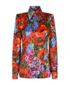 Dolce & Gabbana Floral Print Viscose Shirt In Multicolor