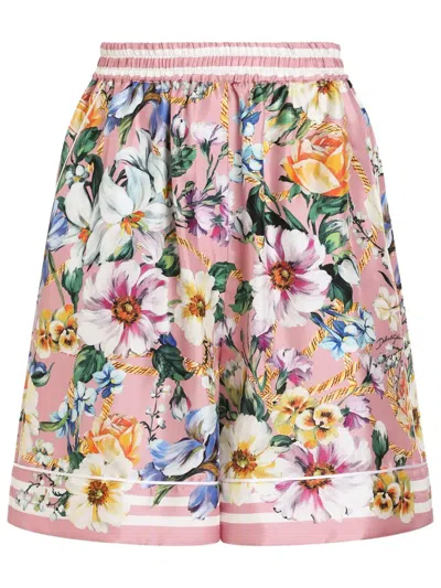 DOLCE & GABBANA FLORAL-PRINT SATIN SHORTS