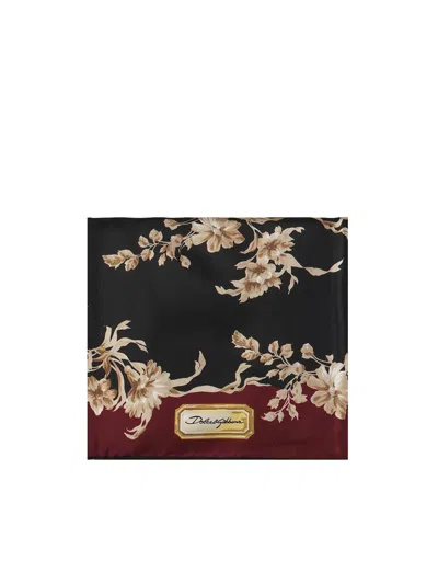 Dolce & Gabbana Floral Print Scarf In Black