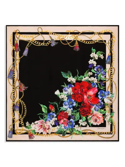 Dolce & Gabbana Floral-print Scarf In Black