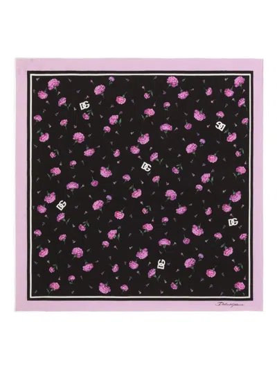 Dolce & Gabbana Floral-print Scarf In Black