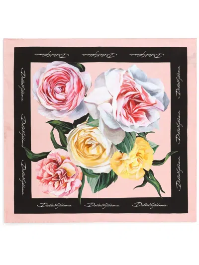 Dolce & Gabbana Floral-print Scarf In Black  
