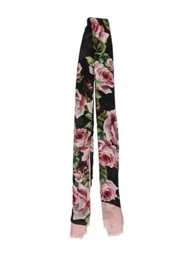 Pre-owned Dolce & Gabbana Floral Print Scarf In Pink