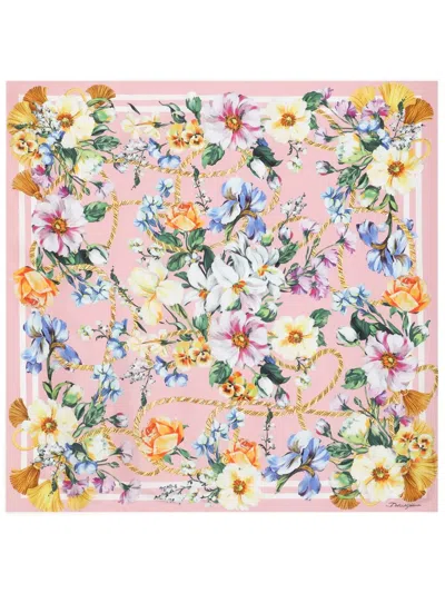 Dolce & Gabbana Printed Silk Twill Scarf In Pink