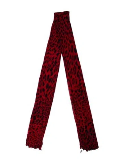 Pre-owned Dolce & Gabbana Floral Print Scarf W/ Tags In Red
