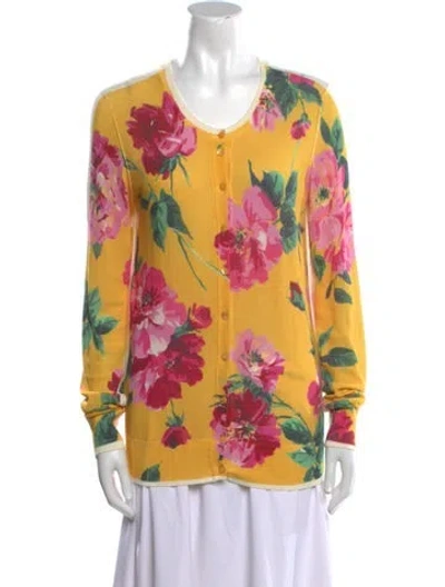 Pre-owned Dolce & Gabbana Floral Print Scoop Neck Sweater In Multi