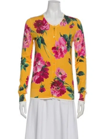 Pre-owned Dolce & Gabbana Floral Print Scoop Neck Sweater In Multi