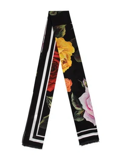 Pre-owned Dolce & Gabbana Floral Print Shawl W/ Tags In Black