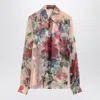 Dolce & Gabbana Bouquet Fantichi Sheer Chiffon Button-down Blouse