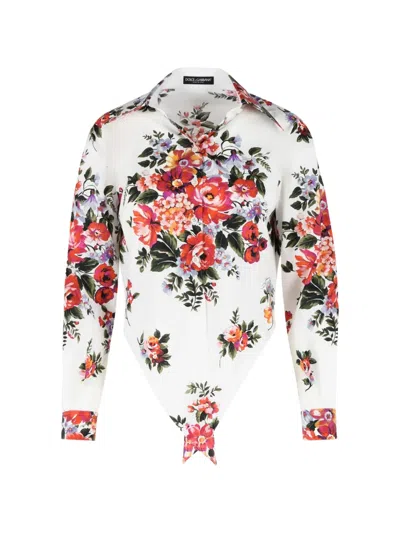 Dolce & Gabbana Camicia Crop Con Stampa Floreale In Multi
