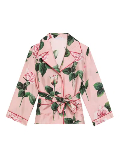 Dolce & Gabbana Kids' Floral-print Shirt In Rosa