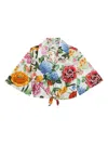 Dolce & Gabbana Kids Multicolor Floral-print Poplin Shirt In White