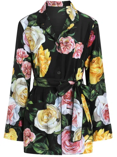 Dolce & Gabbana Floral Print Shirt With Waist Knot For Women In Multi