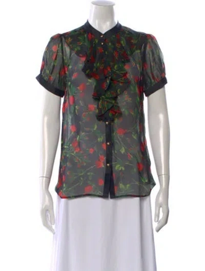 Pre-owned Dolce & Gabbana Floral Print Short Sleeve Blouse In Multi