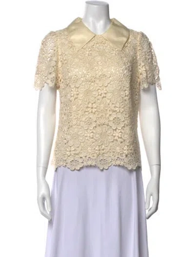 Pre-owned Dolce & Gabbana Floral Print Short Sleeve Blouse In Neutrals