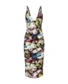 Dolce & Gabbana Ruched Floral-print Stretch-silk Charmeuse Midi Dress In Multicolor