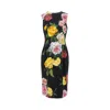 Dolce & Gabbana Longuette Dress With Floral Print Dresses Multicolor In Black