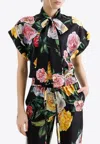 Dolce & Gabbana Floral Print Silk Habotai Shirt In Multicolor