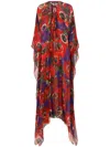 Dolce & Gabbana Floral-print Silk Kaftan In Red